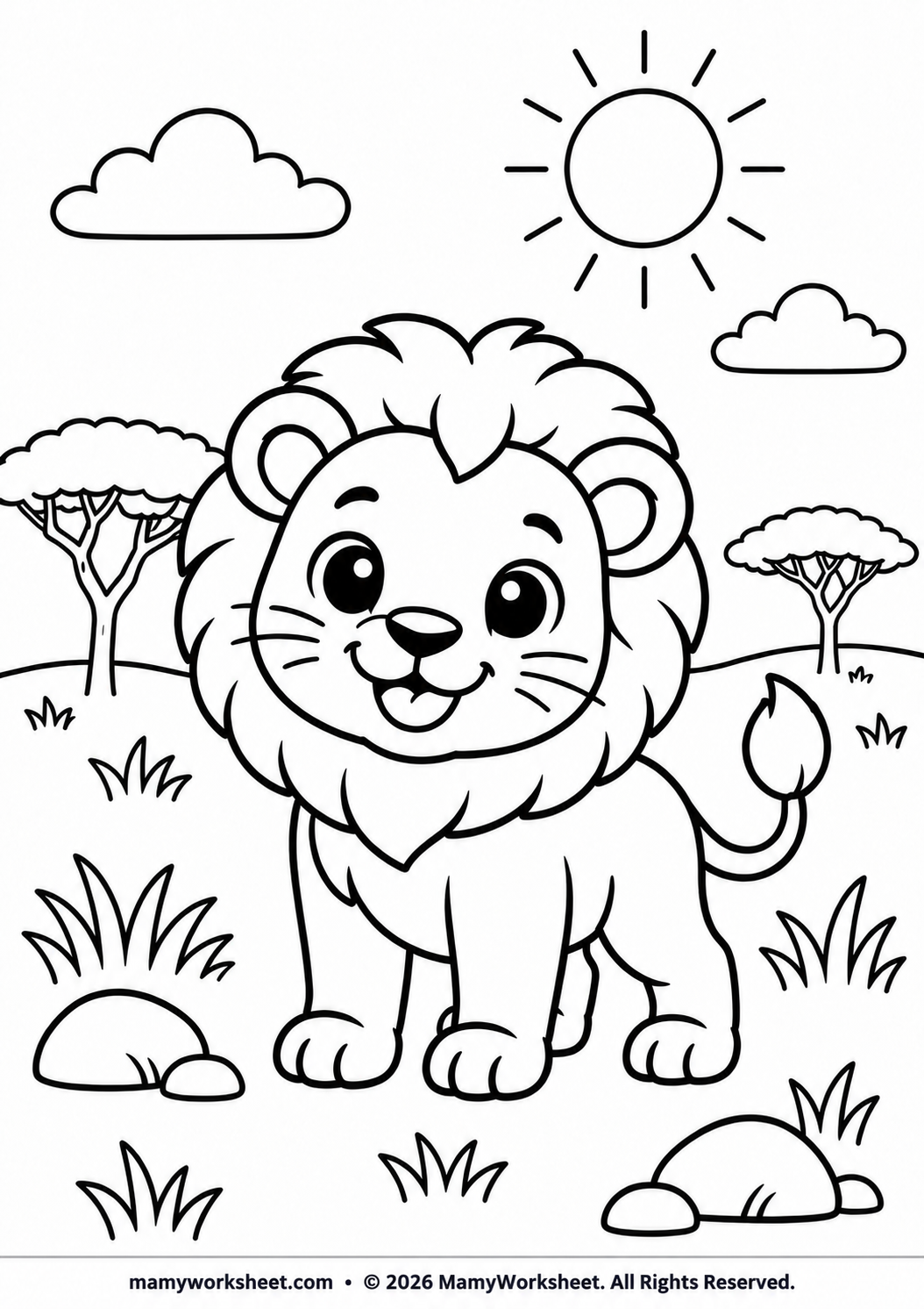 Free printable lion coloring page for kids