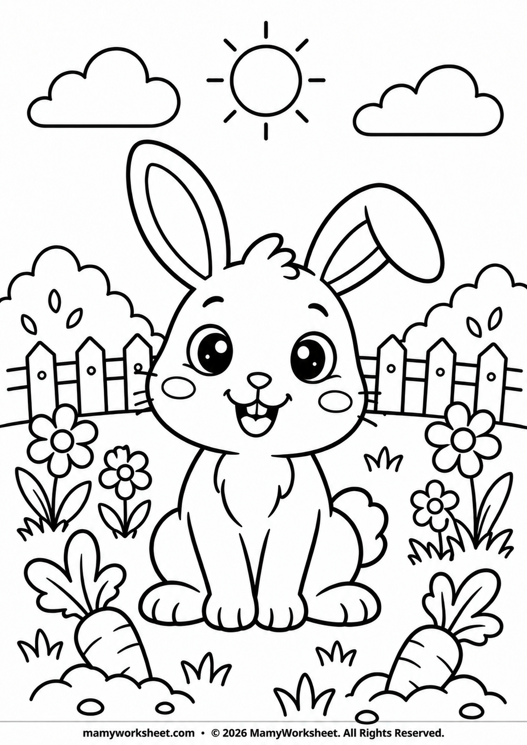 Free printable rabbit coloring page for kids