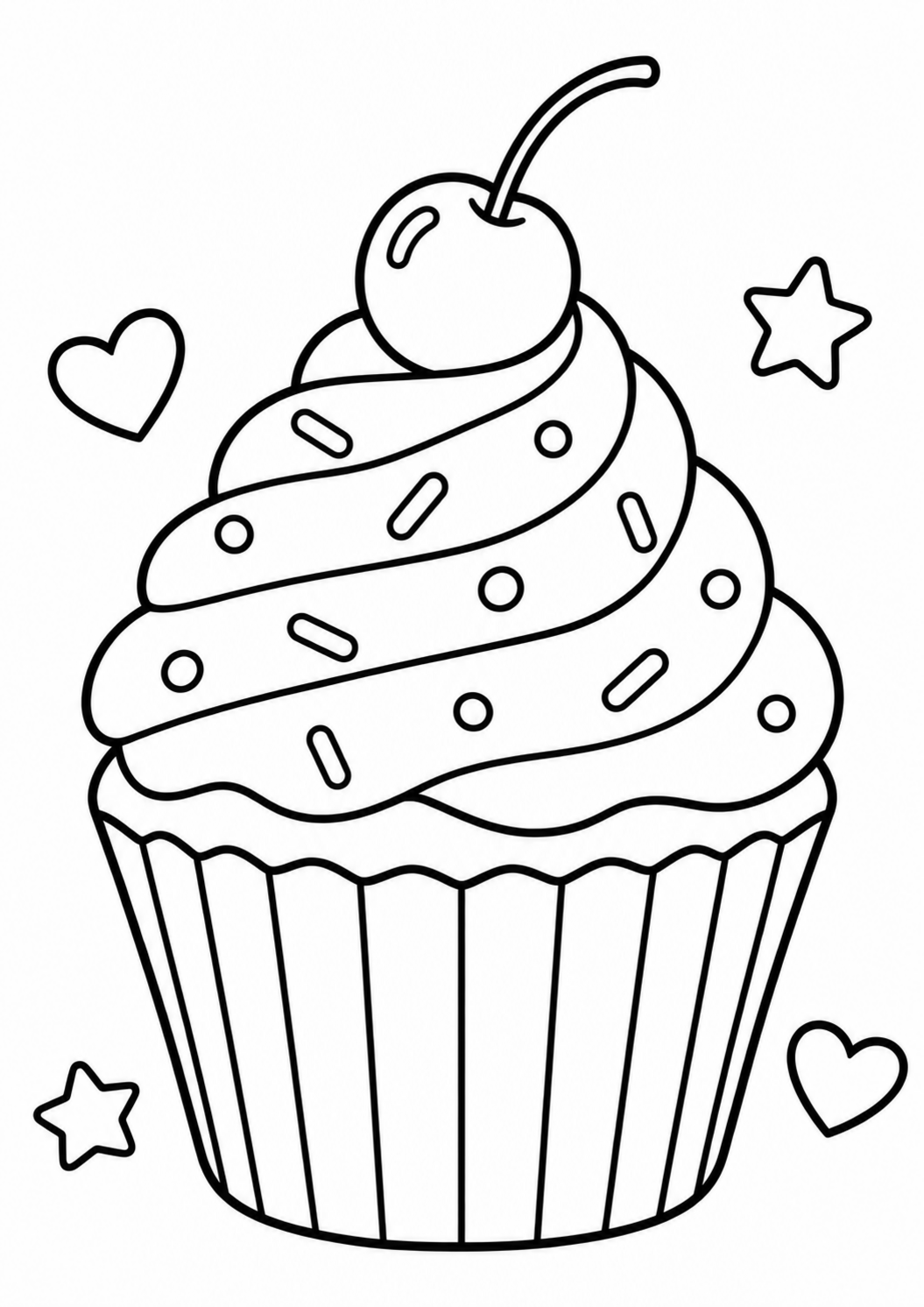 Free printable cupcake coloring page for kids