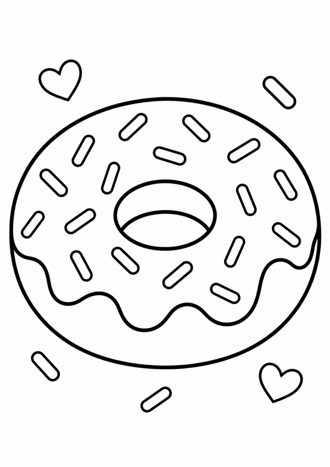 Free printable donut coloring page for kids