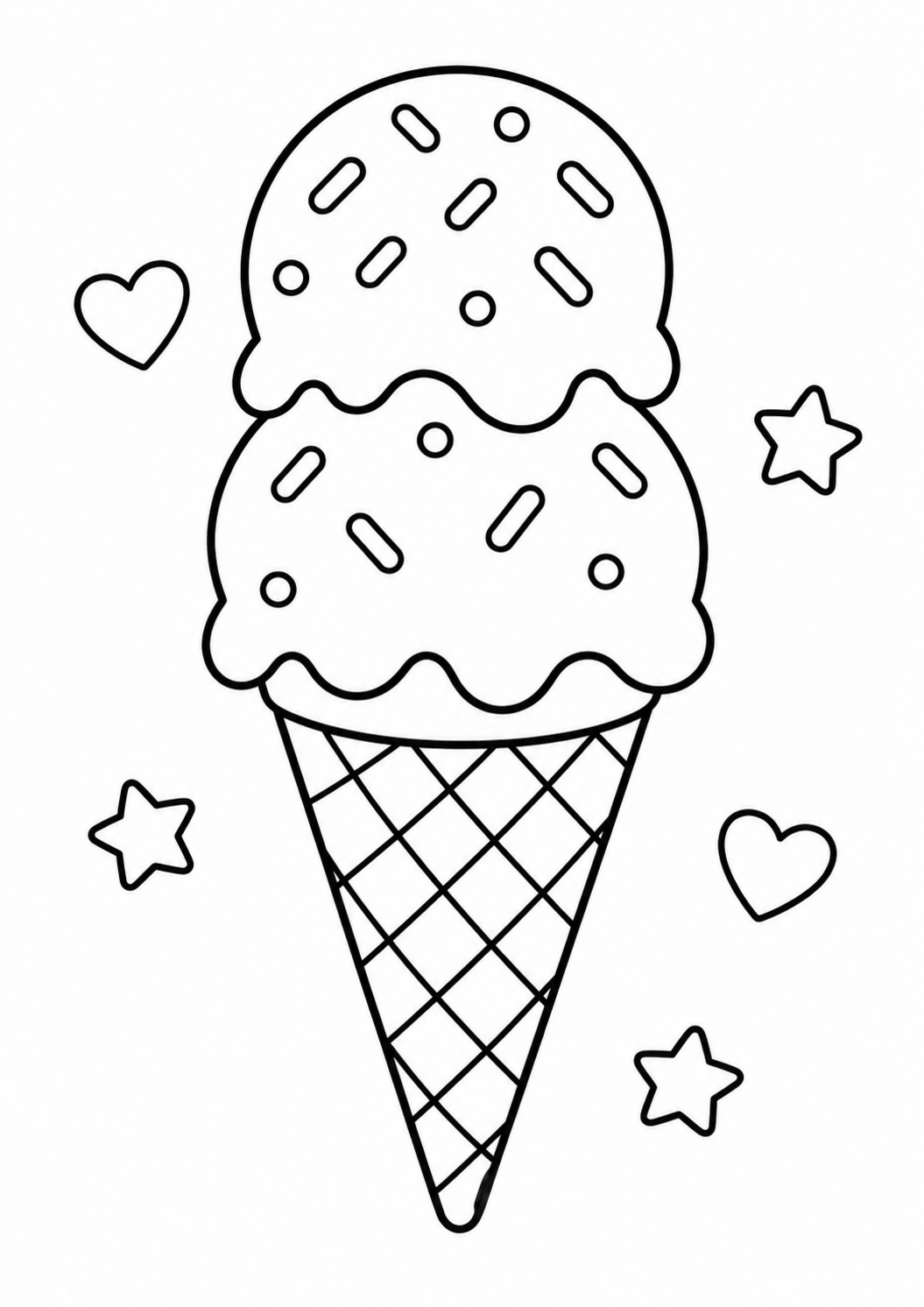 Free printable ice cream coloring page for kids