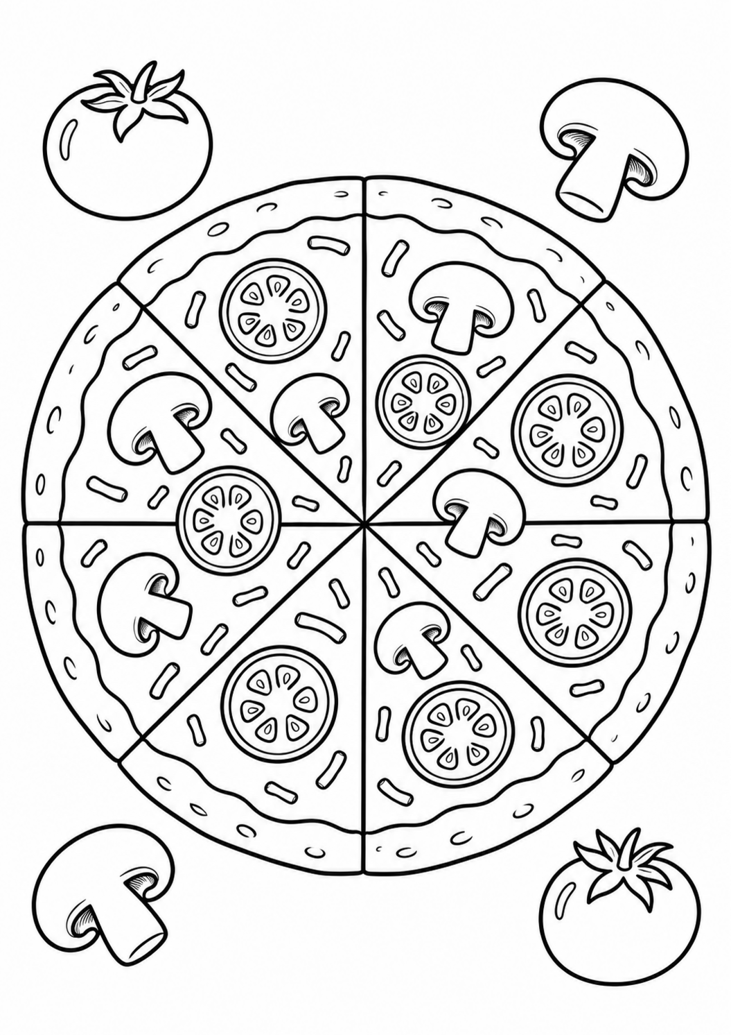 Free printable pizza coloring page for kids