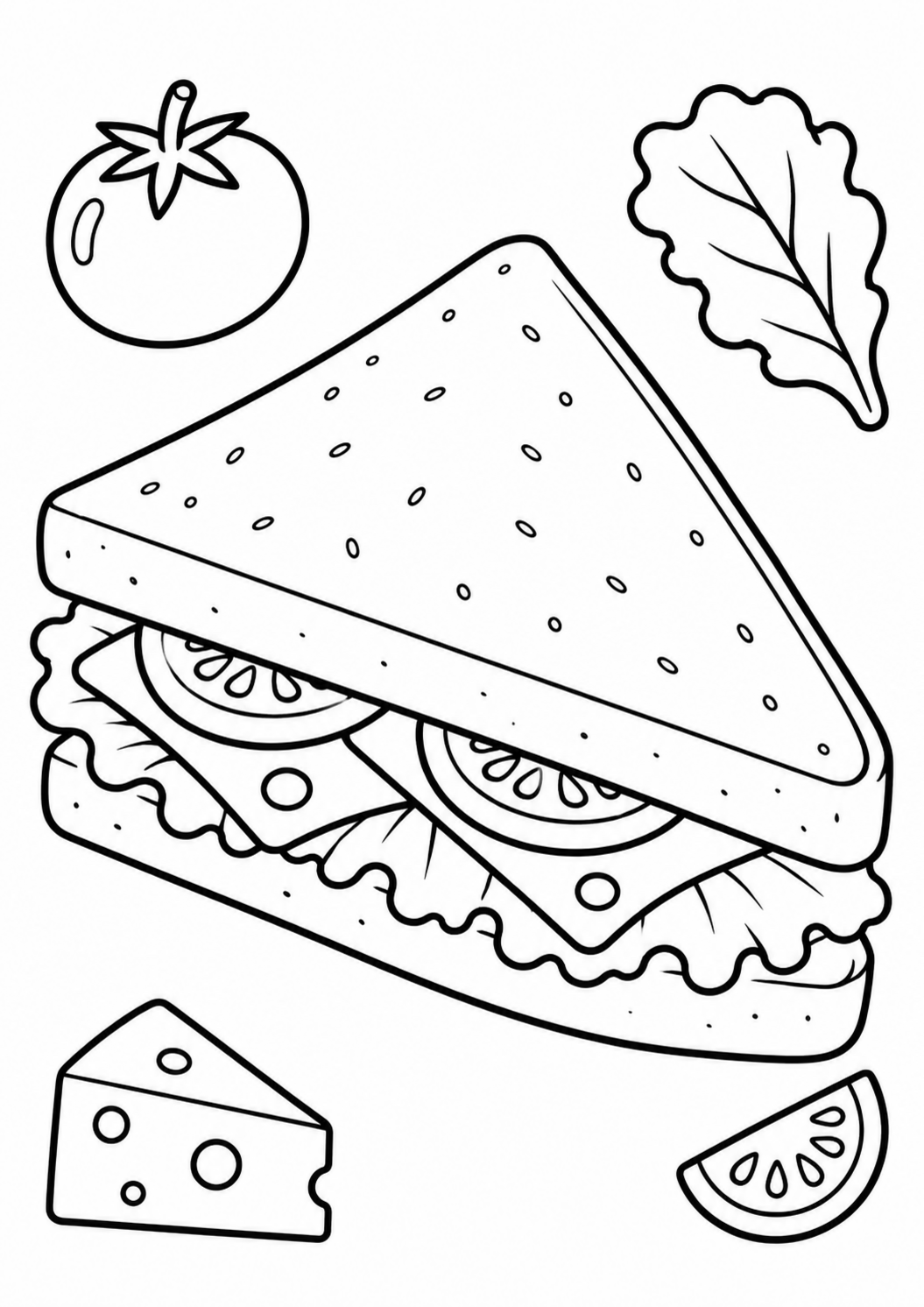 Free printable sandwich coloring page for kids