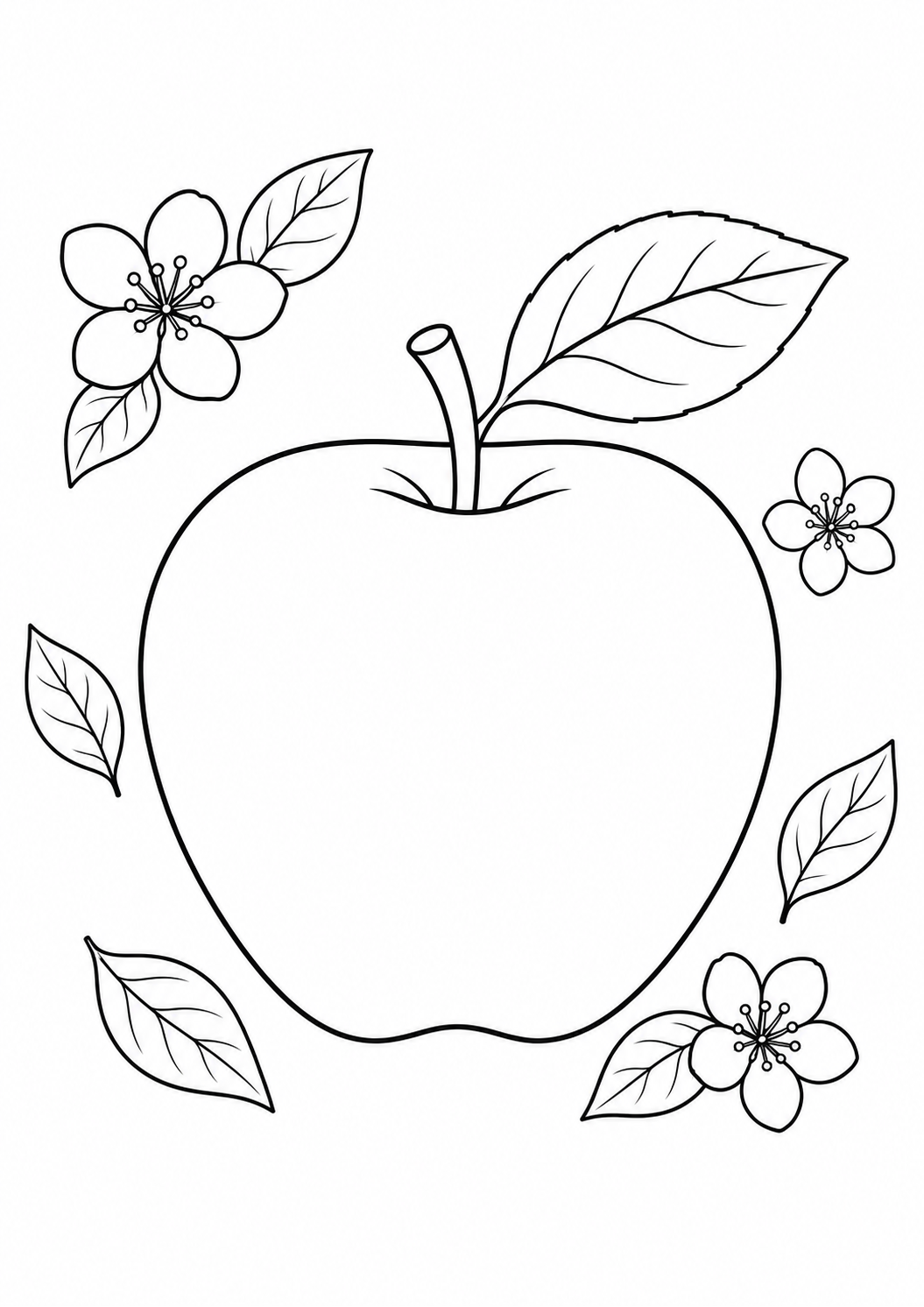 Free printable apple coloring page for kids