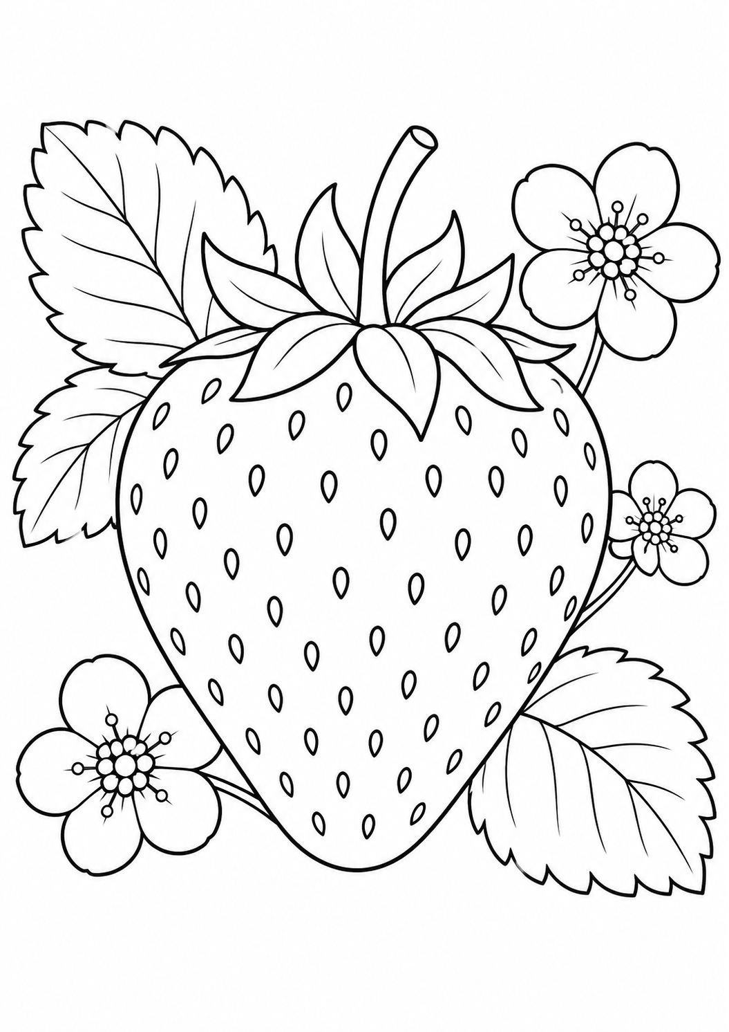 Free printable strawberry coloring page for kids