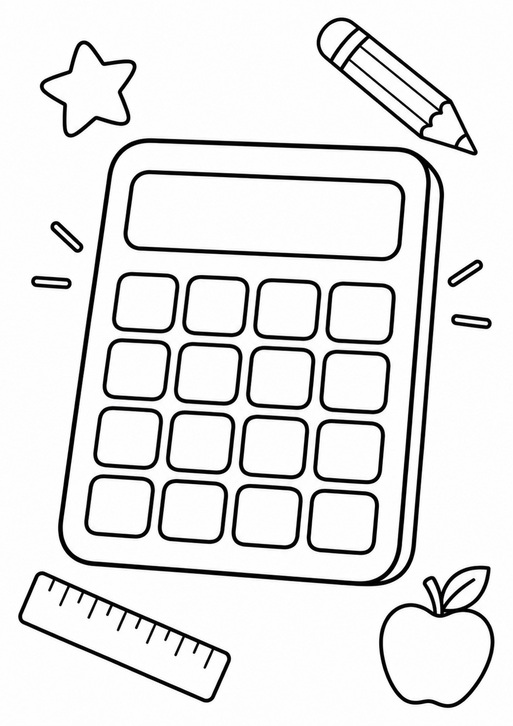 Free printable calculator coloring page for kids