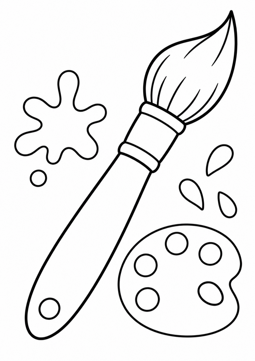 Free printable paintbrush coloring page for kids