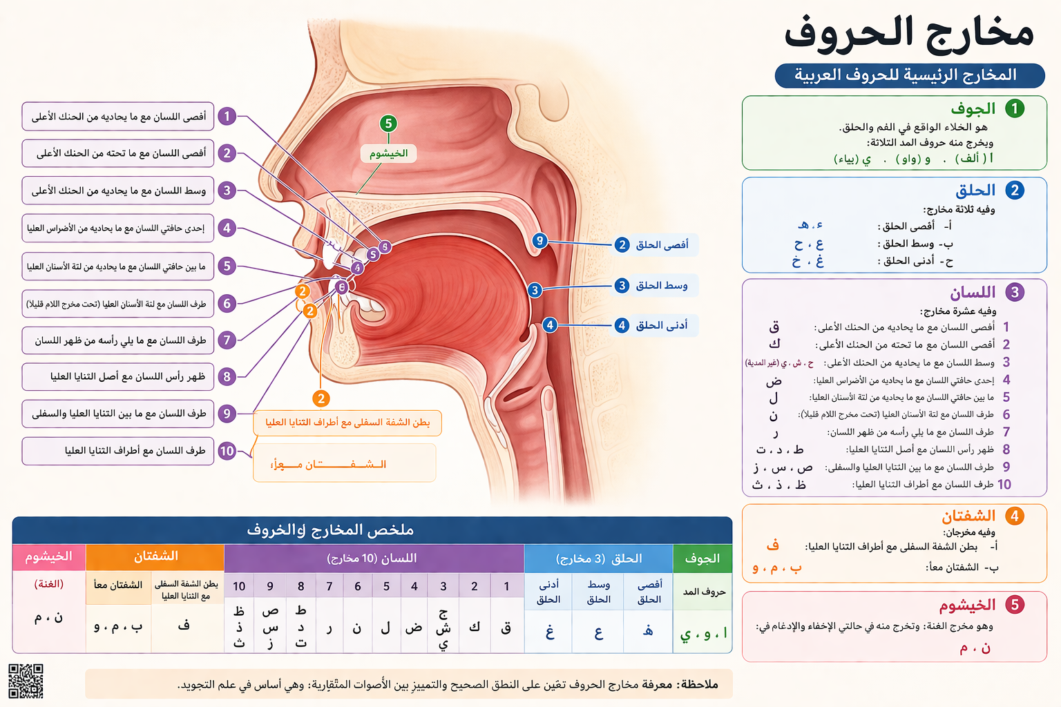 رسم توضيحي لمخارج الحروف